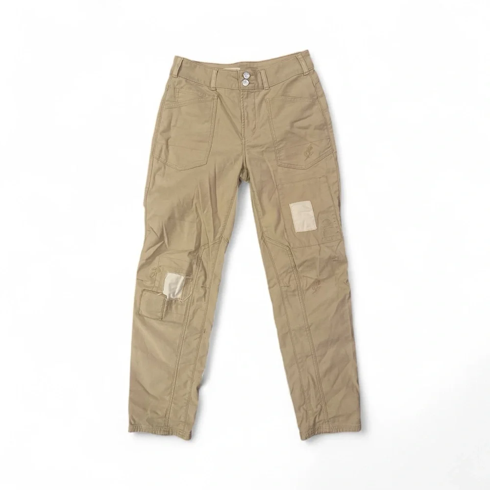 Pilcro The Wanderer Patchwork Utility Jean Sz 26 Beige Mid Rise Relaxed Fit - Picture 2 of 8